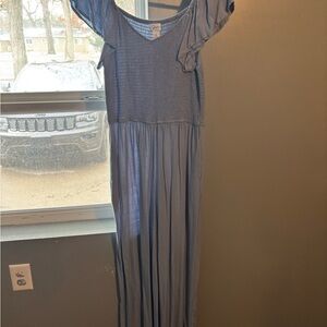 Japna Sky Blue Smocked V-Neck Jumper